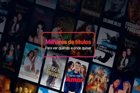 imagem promocional do aplicativo ViX com títulos de diversas séries para assistir